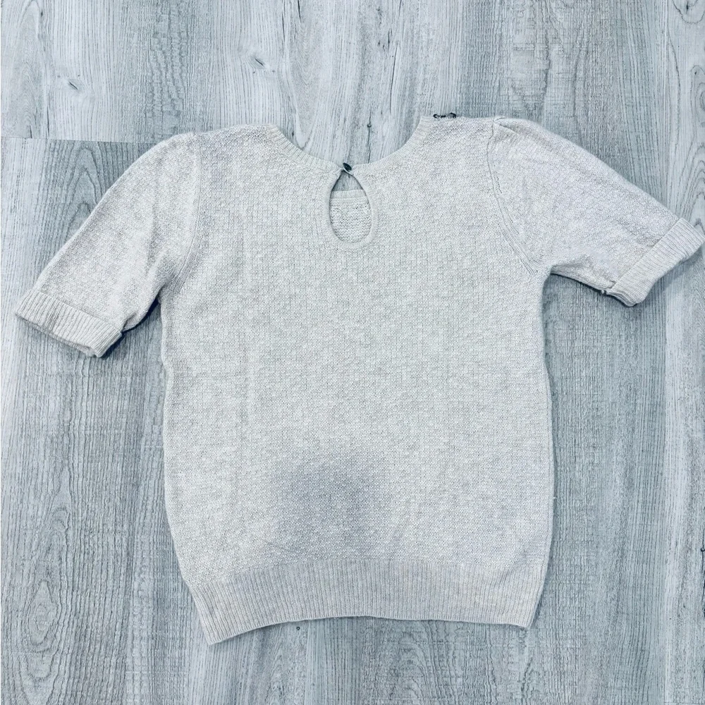 Free People Beaded Cream Short Sleeve Wool Rabbit Hair Sweater Small - Picture 7 of 9